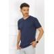 Moda Çizgi Erkek Lacivert %100 Pamuklu T-Shirt 27486