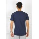 Moda Çizgi Erkek Lacivert %100 Pamuklu T-Shirt 27486