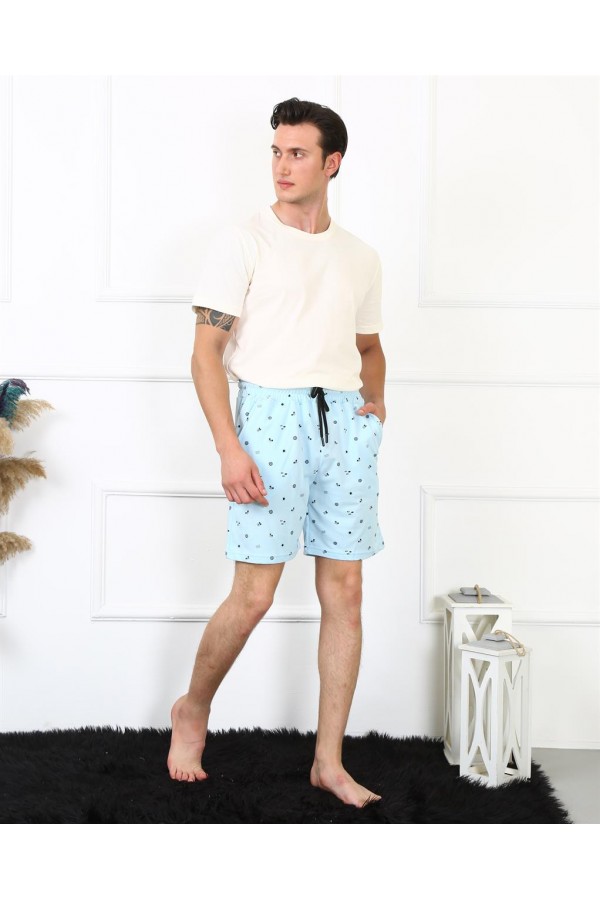 Moda Çizgi Erkek Lakost Buz Mavisi Şort 27487
