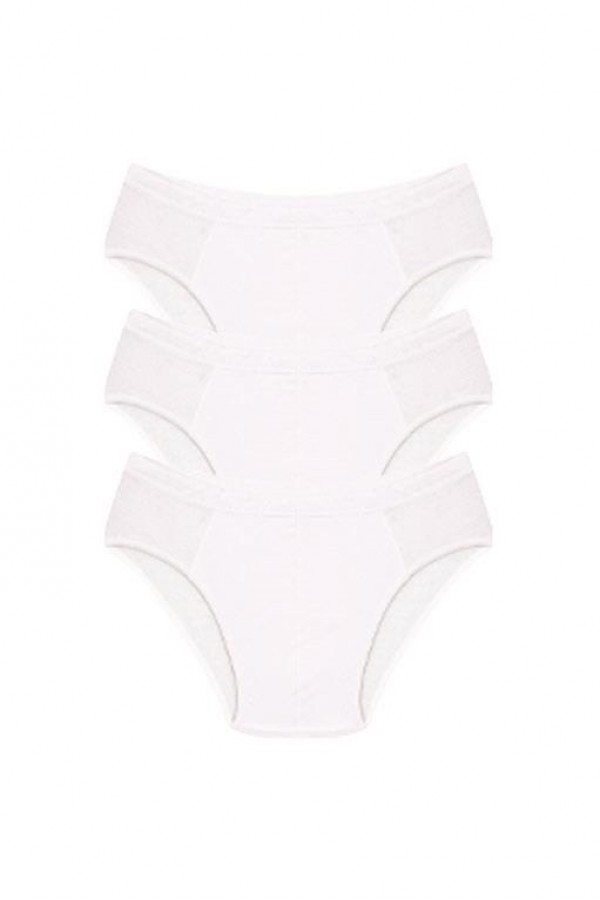 Moda Çizgi Erkek Pamuk 3lü Beyaz Slip 40129