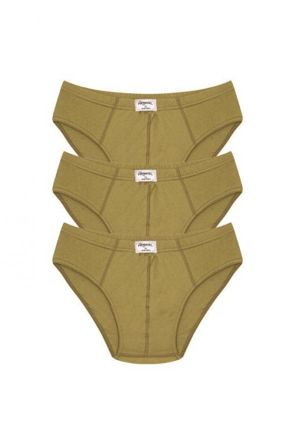 Moda Çizgi Erkek Pamuk 3lü Haki Slip 40129