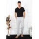 Moda Çizgi Erkek Pamuk Gri Tek Alt Pijama 27495