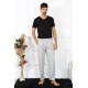 Moda Çizgi Erkek Pamuk Gri Tek Alt Pijama 27495