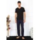 Moda Çizgi Erkek Pamuk Lacivert Tek Alt Pijama 27495