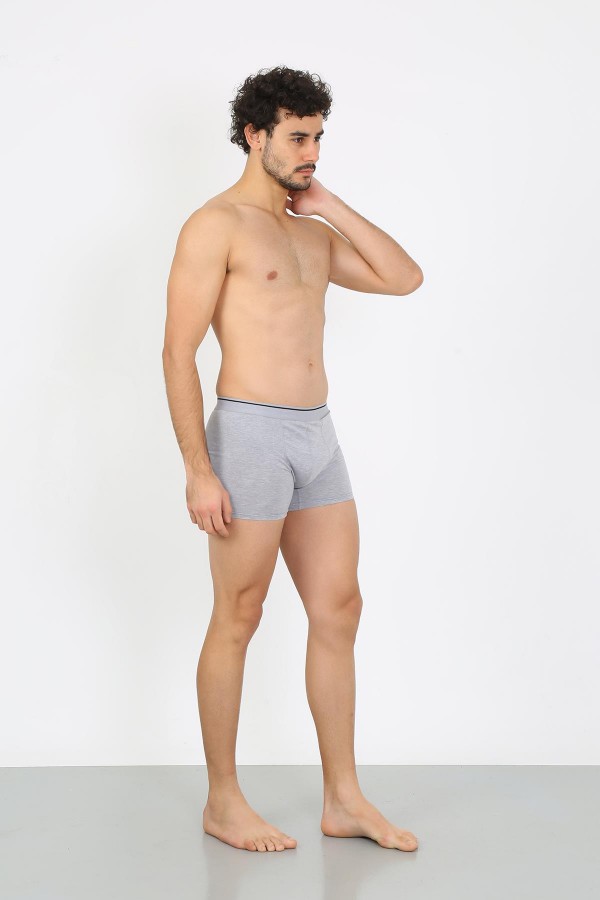 Moda Çizgi Erkek Pamuk Likralı Boxer Gri 40133