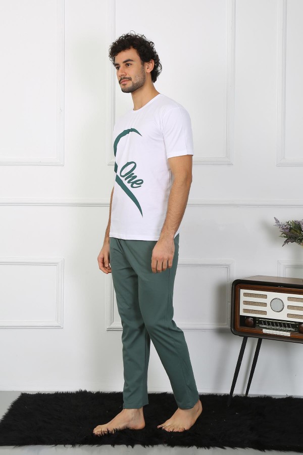 moda çizgi Erkek Pamuk Penye Sevgili Kombini Pijama Takımı Beyaz 50127 Tek Takım Fiyatıdır