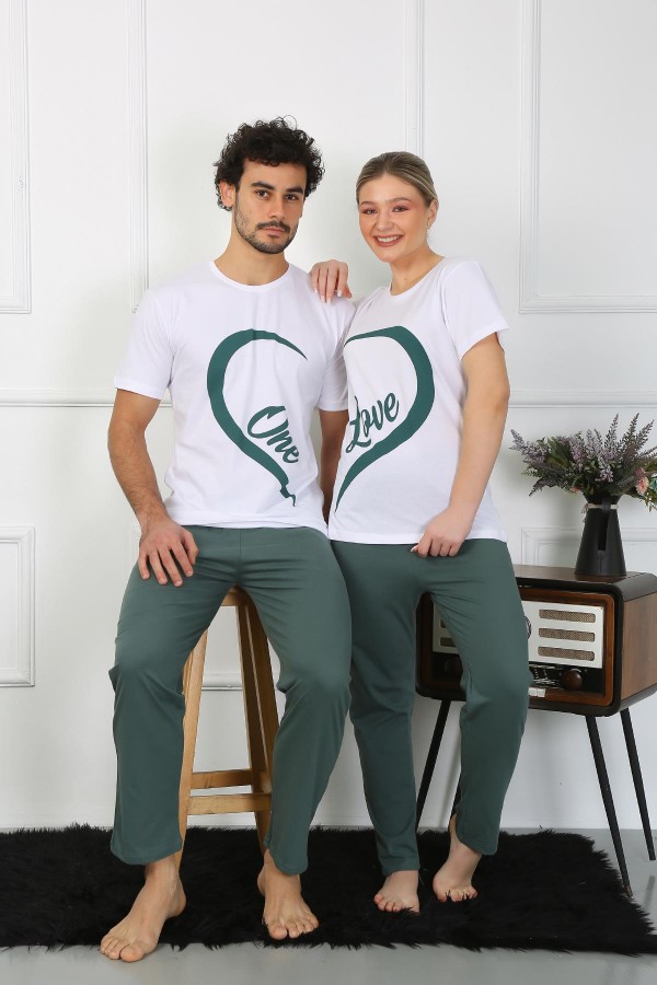 moda çizgi Erkek Pamuk Penye Sevgili Kombini Pijama Takımı Beyaz 50127 Tek Takım Fiyatıdır