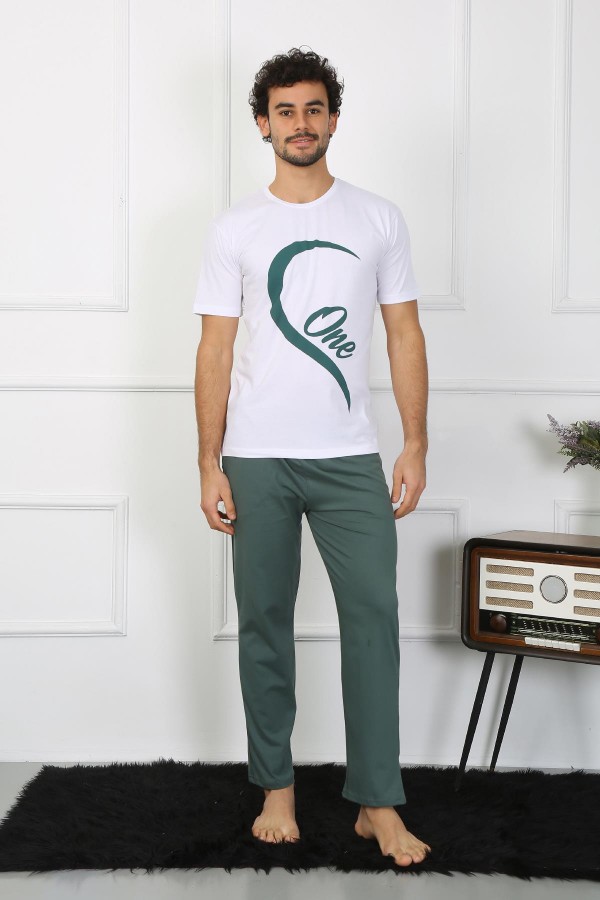 moda çizgi Erkek Pamuk Penye Sevgili Kombini Pijama Takımı Beyaz 50127 Tek Takım Fiyatıdır