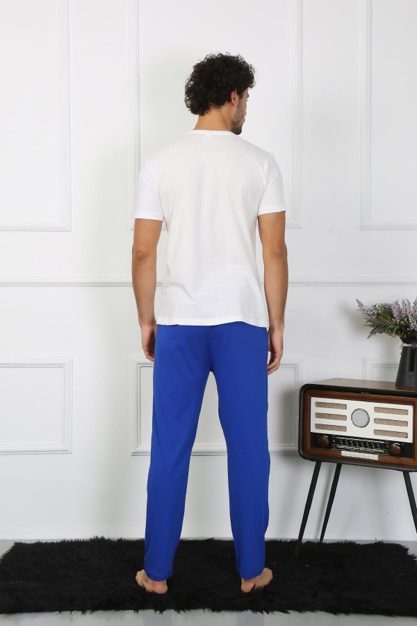 moda çizgi Erkek Pamuk Penye Sevgili Kombini Pijama Takımı Beyaz 50129 Tek Takım Fiyatıdır