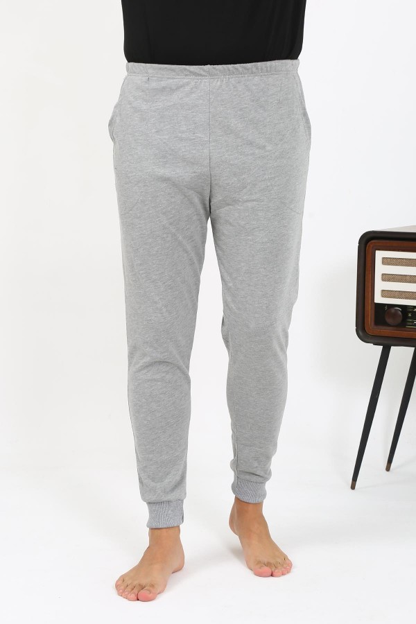 Moda Çizgi Erkek Pamuk Tek Alt Pijama Gri 27551