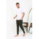 Moda Çizgi Erkek Pamuk Tek Alt Pijama Haki 27551