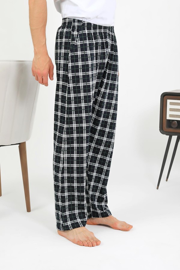 Moda Çizgi Erkek Pamuk Tek Alt Pijama Lacivert 27562