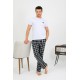 Moda Çizgi Erkek Pamuk Tek Alt Pijama Lacivert 27562