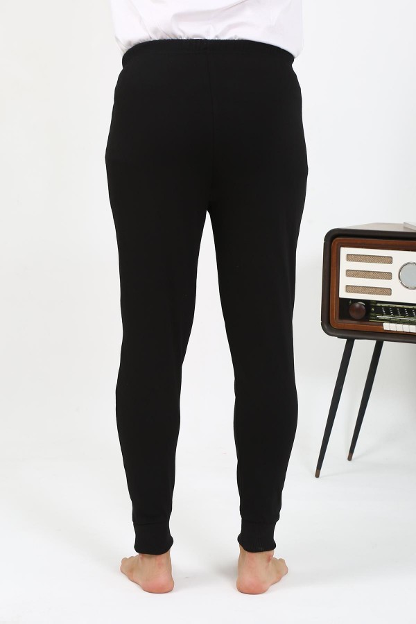 Moda Çizgi Erkek Pamuk Tek Alt Pijama Siyah 27551