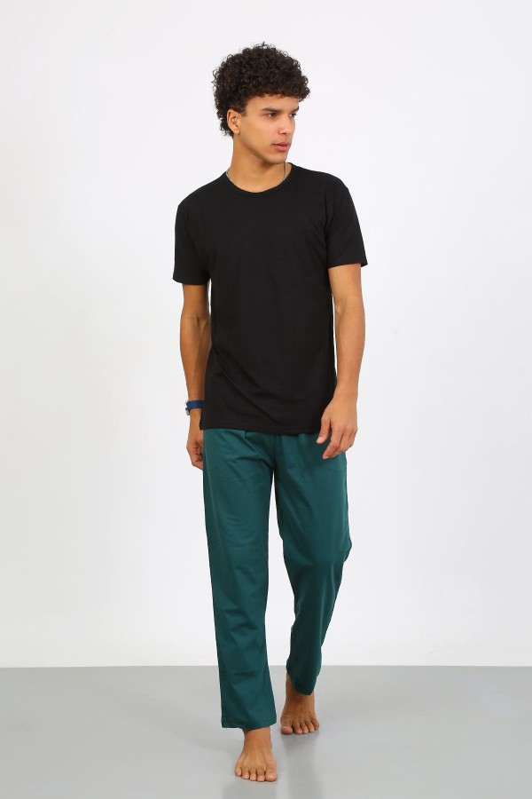 Moda Çizgi Erkek Pamuk Yeşil Tek Alt Pijama 27495