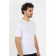 Moda Çizgi Erkek Sıfır Yaka Likralı Beyaz T-Shirt 65710