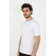 Moda Çizgi Erkek Sıfır Yaka Likralı Beyaz T-Shirt 65710