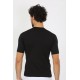 Moda Çizgi Erkek Sıfır Yaka Likralı Siyah T-Shirt 65710