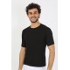 Moda Çizgi Erkek Sıfır Yaka Likralı Siyah T-Shirt 65710
