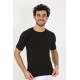 Moda Çizgi Erkek Sıfır Yaka Likralı Siyah T-Shirt 65710