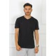 Moda Çizgi Erkek Siyah %100 Pamuklu T-Shirt 27486