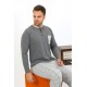 Moda Çizgi Erkek Uzun Kol Penye Antrasit Pijama Takımı 6861
