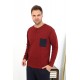 Moda Çizgi Erkek Uzun Kol Penye Bordo Pijama Takımı 6861