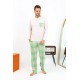 Moda Çizgi Erkek Uzun Kol Penye Krem Pijama Takımı 6861