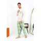 Moda Çizgi Erkek Uzun Kol Penye Krem Pijama Takımı 6861