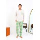 Moda Çizgi Erkek Uzun Kol Penye Krem Pijama Takımı 6861