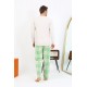 Moda Çizgi Erkek Uzun Kol Penye Krem Pijama Takımı 6861