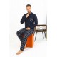 Moda Çizgi Erkek Uzun Kol Penye Lacivert Pijama Takımı 6861