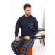 Moda Çizgi Erkek Uzun Kol Penye Lacivert Pijama Takımı 6861