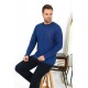 Moda Çizgi Erkek Uzun Kol Penye Pijama Takımı 6863 Saks