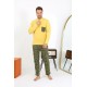Moda Çizgi Erkek Uzun Kol Penye Sarı Pijama Takımı 6861