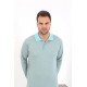 Moda Çizgi Erkek Uzun Kol Penye Tek Üst Pijama Tshırt 6871 Suyeşili