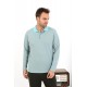 Moda Çizgi Erkek Uzun Kol Penye Tek Üst Pijama Tshırt 6871 Suyeşili
