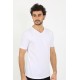 Moda Çizgi Erkek V Yaka Beyaz Penye Atlet 6560