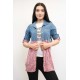 Moda Çizgi Gömlek İçi T-shirt İkili Takım Pudra