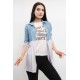 Moda Çizgi Gömlek İçi T-shirt İkili Takım Renkli