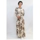 Moda Çizgi Gül Desenli Elbise MC4101 Bej