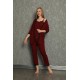 moda çizgi Kadın 3'lü Sabahlık Pijama Takım 20595