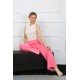 Moda Çizgi Kadın Bol Paça Penye Pembe Alt Üst Takım 5501