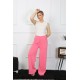 Moda Çizgi Kadın Bol Paça Penye Pembe Alt Üst Takım 5501