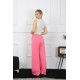 Moda Çizgi Kadın Bol Paça Penye Pembe Alt Üst Takım 5501