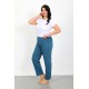 Moda Çizgi Kadın Büyük Beden İndigo Tek Alt Pijama 27555