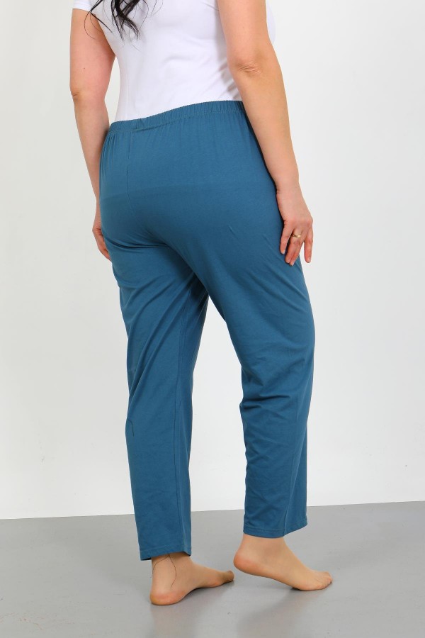 Moda Çizgi Kadın Büyük Beden İndigo Tek Alt Pijama 27555