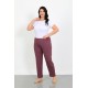 Moda Çizgi Kadın Büyük Beden Mürdüm Tek Alt Pijama 27555