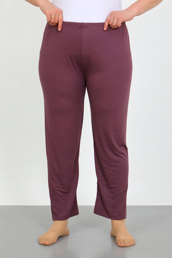 Moda Çizgi Kadın Büyük Beden Mürdüm Tek Alt Pijama 27555