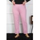 Moda Çizgi Kadın Büyük Beden Pembe Tek Alt Pijama 27505